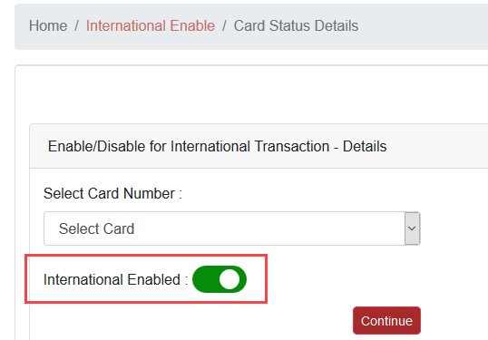 Enable South Indian Bank Debit card International Transactions 