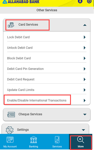 Allahabad Bank International Usage