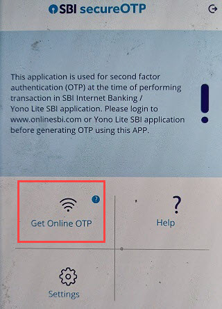 SBI Secure OTP Activation & Generate OTP Online