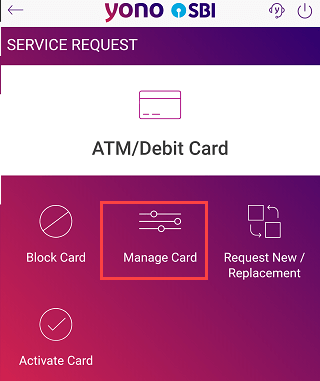SBI yono manage card