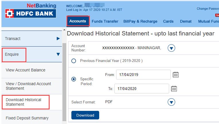 HDFC Account Statement