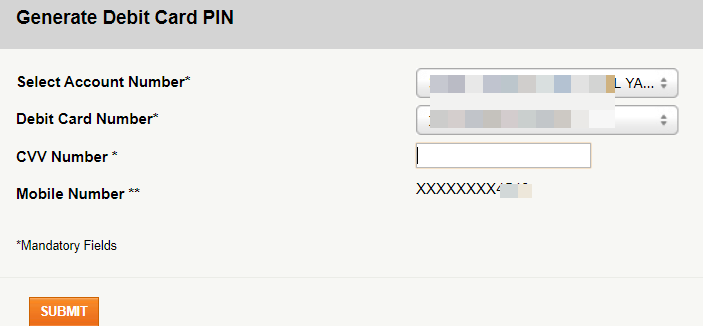 Generate ICICI Debit Card ATM PIN Online