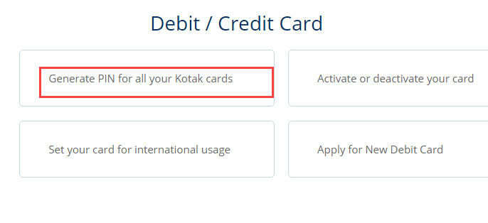 generate Kotak ATM PIN Online