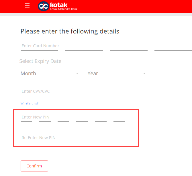generate Kotak ATM PIN Online