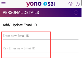 SBI YONO change register email ID