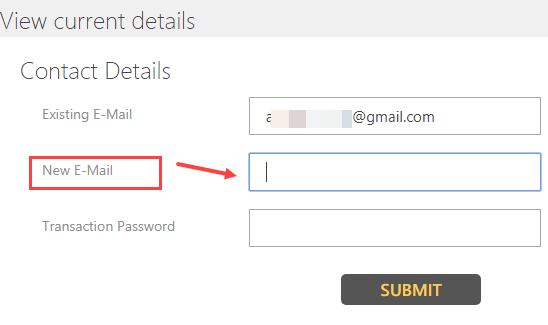 update register email ID Indian Bank Online