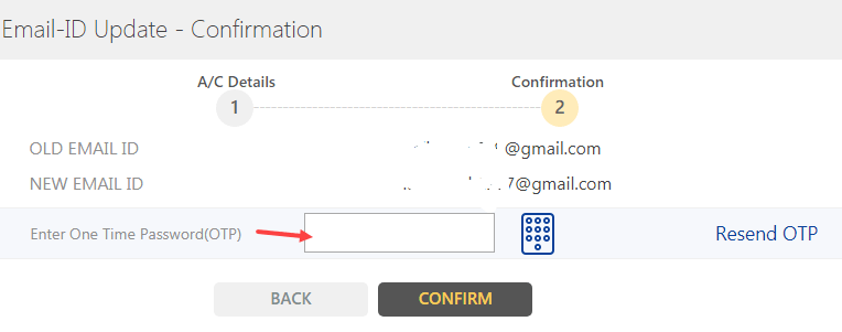 update register email ID Indian Bank Online