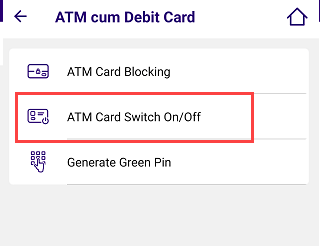 SBI ATM Debit card ON/OFF