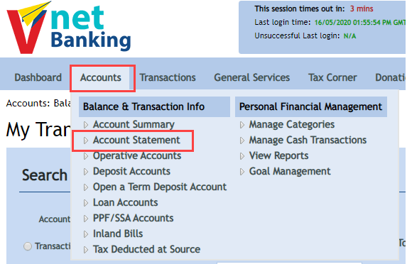 Vijaya Bank Account Statement Online