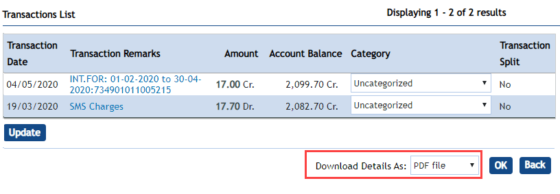 Vijaya Bank Account Statement Online