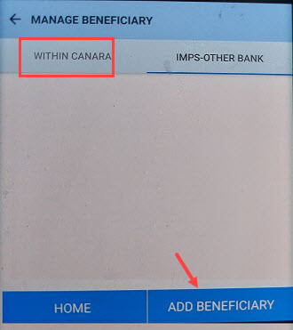 Add Beneficiary Canara Bank