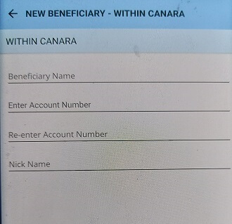 Add Beneficiary Canara Bank