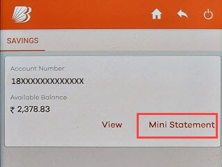 Bank of Baroda mini statement