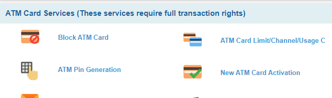 Block SBI ATM Debit card