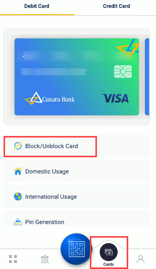 On/Off Canara Bank ATM Debit Card using Mobile Banking