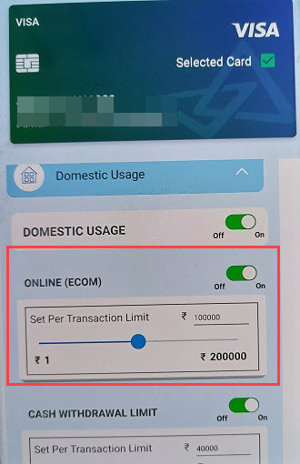 canara bank atm debit card online usage payment transaction