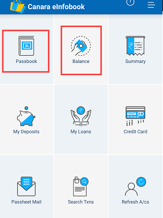 Canara bank mPassbook (eInfobook)