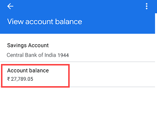 Central Bank of India check account balance