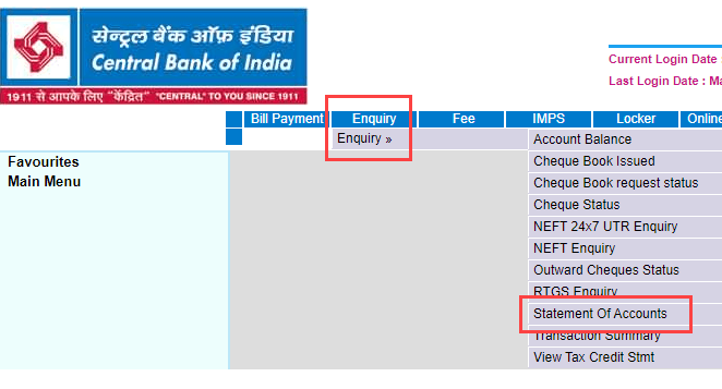  Download Central Bank of India Statement