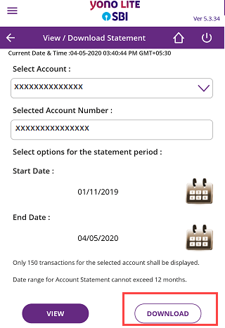 SBI statement download