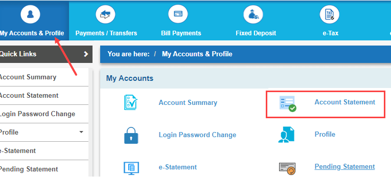 SBI statement download
