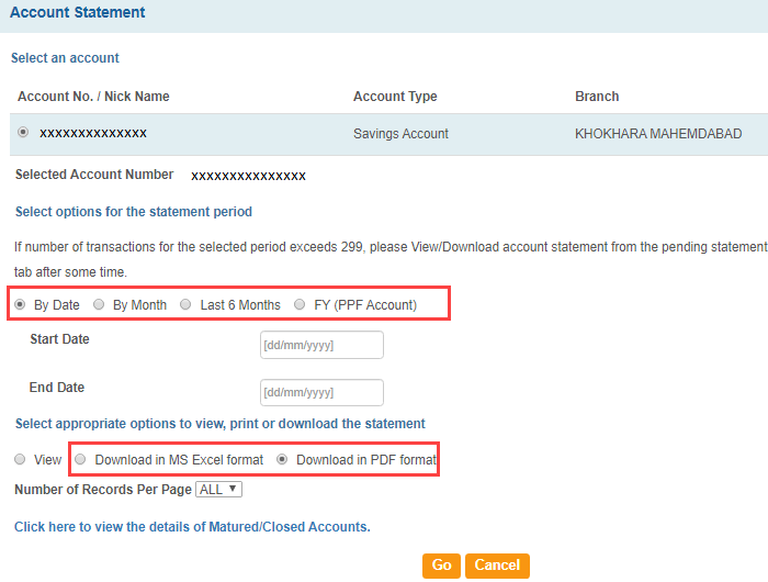 SBI statement download
