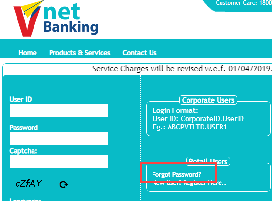 Regenerate Vijaya Bank Internet Banking Login Password & Transaction password