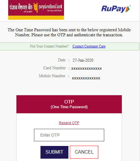 Link PNB Debit card PayPal