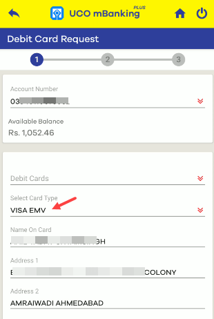 Apply for New UCO Bank Debit Card Online on Mobile Banking