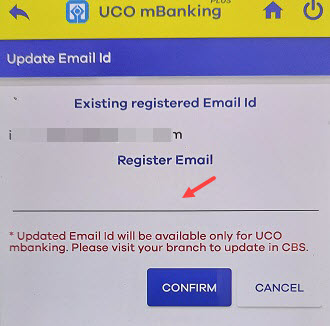 uco email ID update register