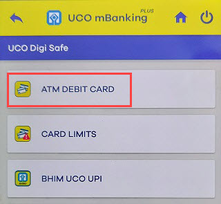 uco mobile banking manage ATM Debit card