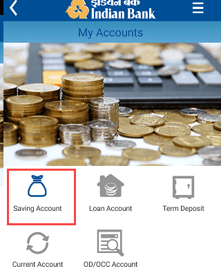 Indian Bank Mobile Banking saving account