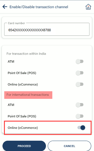 Activate International transactions for the Bank of Baroda Debit Card