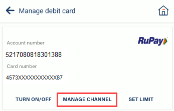 Bank of baroda manage channel debit card