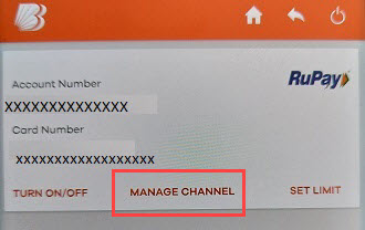Bank of Baroda manage channel debit card