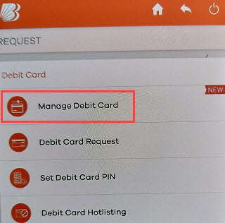 Bank of Baroda manage debit card
