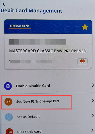 federal bank ATM PIN 