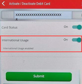 kotak Debit card International usage