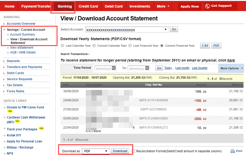  Download Kotak Bank Account Statement