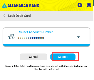 Lock/unlock Allahabad Bank ATM/Debit card 
