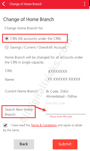 change kotak home branch