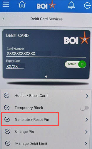 Bank of India (BOI) ATM PIN generation Online