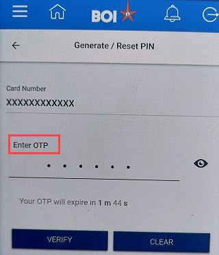 Bank of India (BOI) ATM PIN generation Online