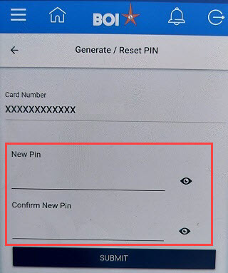 Bank of India (BOI) ATM PIN generation Online