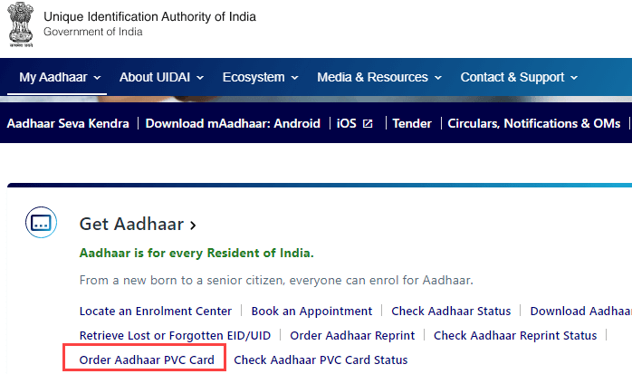 Aadhaar PVC Card