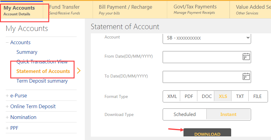 Download Indian Bank statement