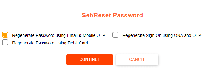Reset bank of baroda password