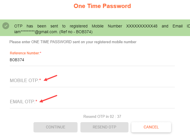 Reset bank of baroda password