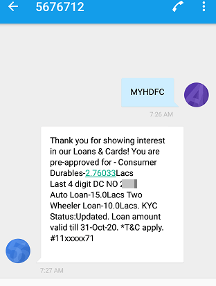 HDFC EMI on Debit card