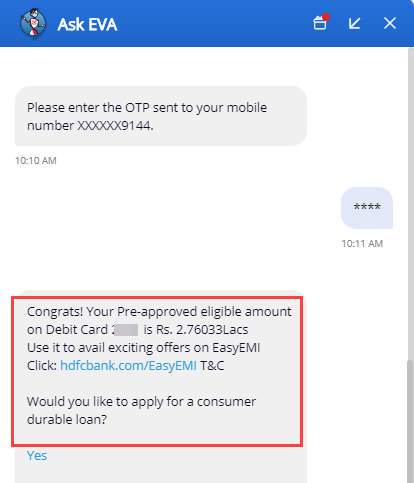 HDFC EMI on Debit card